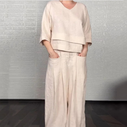 Noa | Women's Sleek Minimalist Two-Piece Ensemble with Pockets