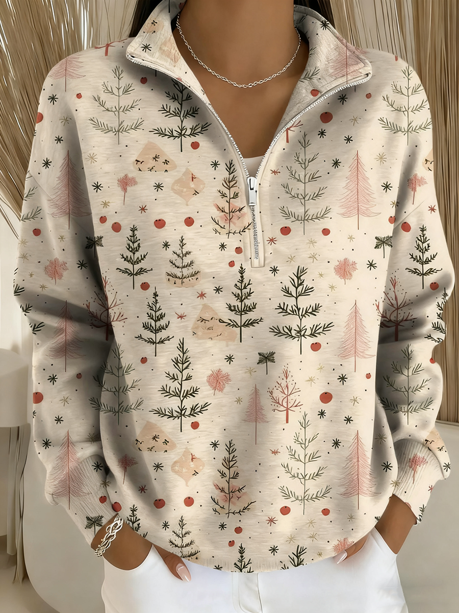 Women's Relaxed Merry Christmas Print Long Sleeve Top