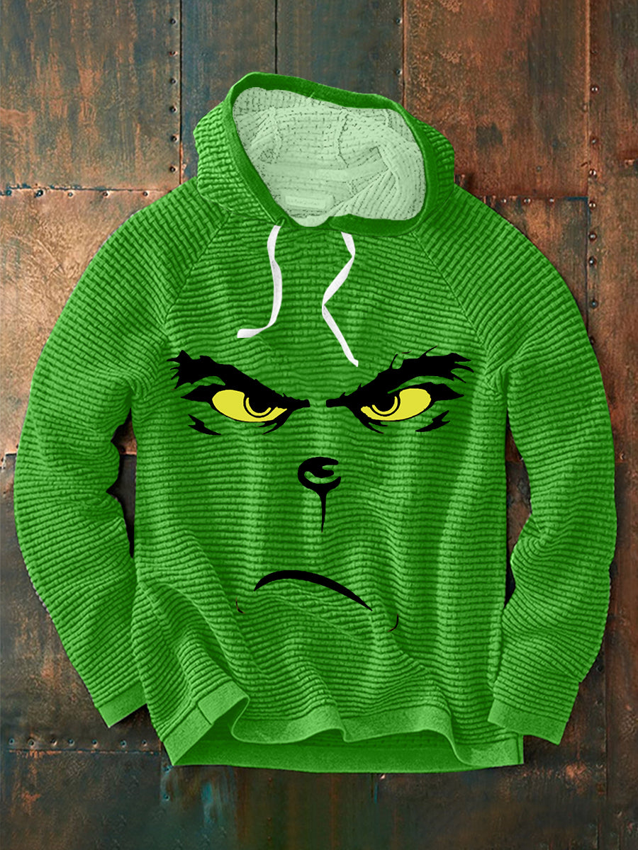 Men's Relaxed Funny Classic Christmas Character Print Casual Hoodie with Drawstring