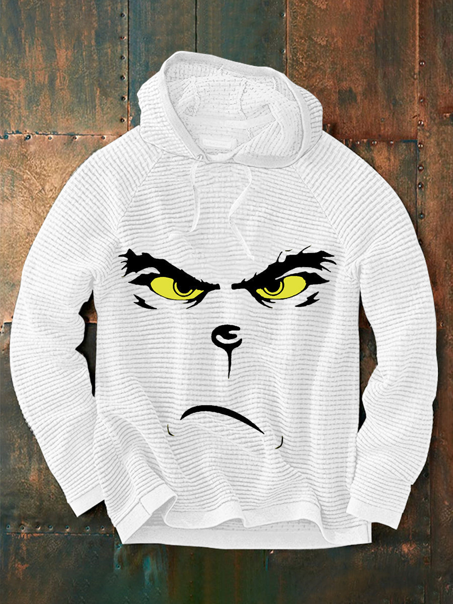 Men's Relaxed Funny Classic Christmas Character Print Casual Hoodie with Drawstring