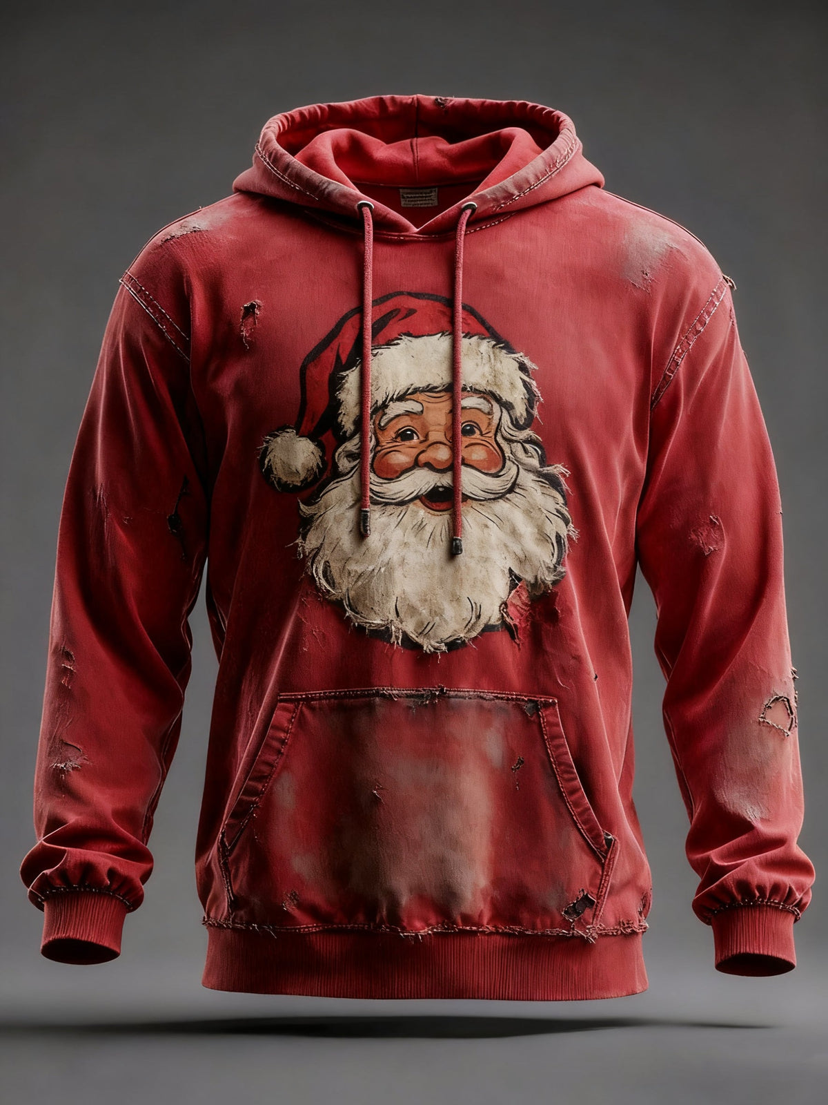 Men's Relaxed Christmas Print Casual Hoodie with Drawstring