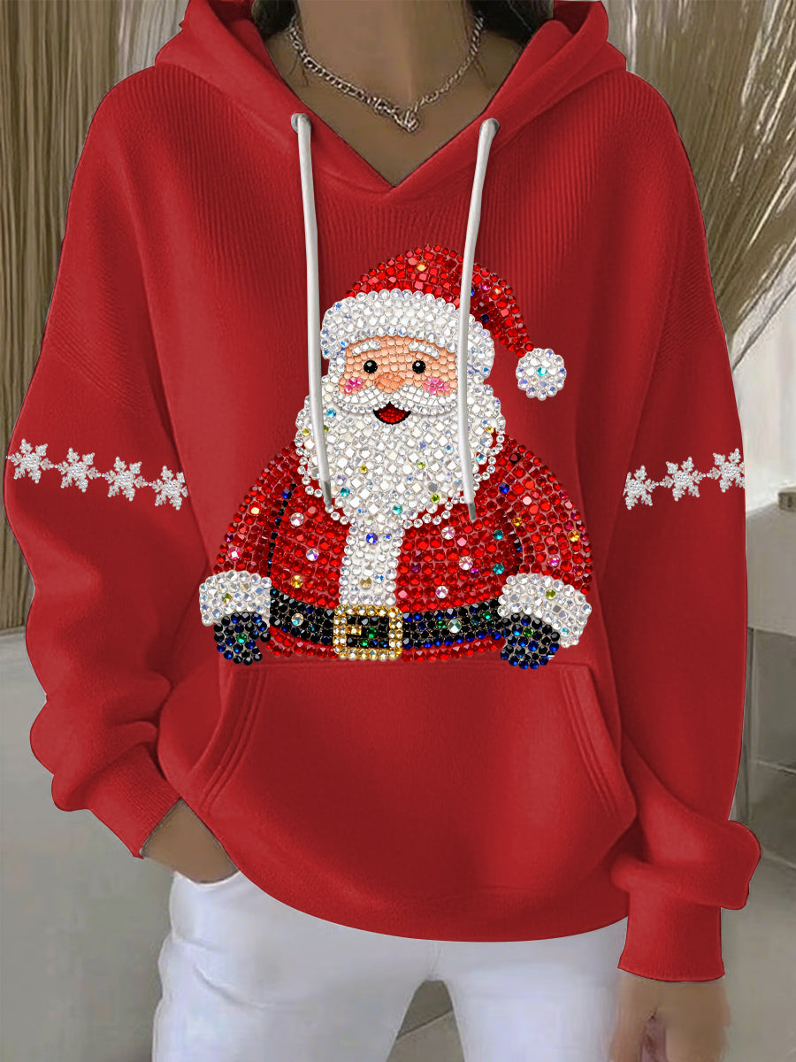 Women's Relaxed Christmas Print Casual Hoodie