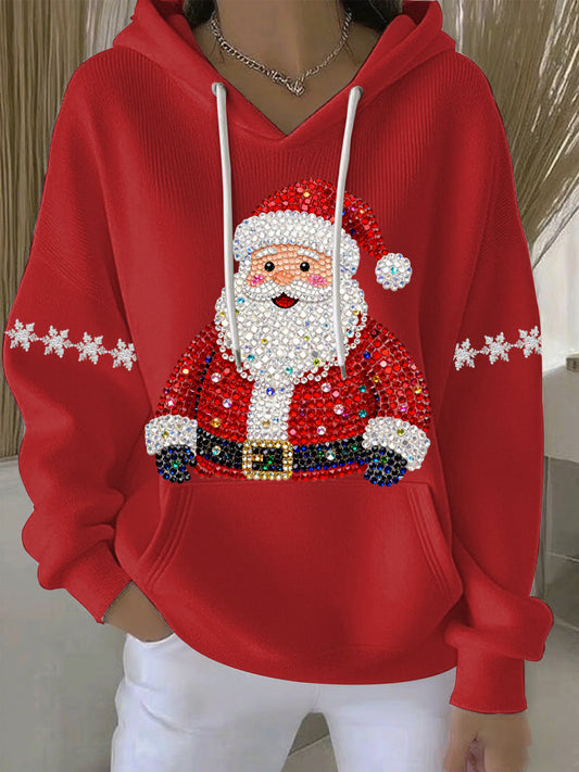 Women's Relaxed Christmas Print Casual Hoodie