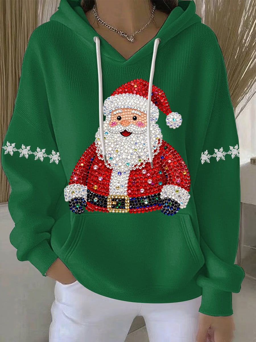 Women's Relaxed Christmas Print Casual Hoodie