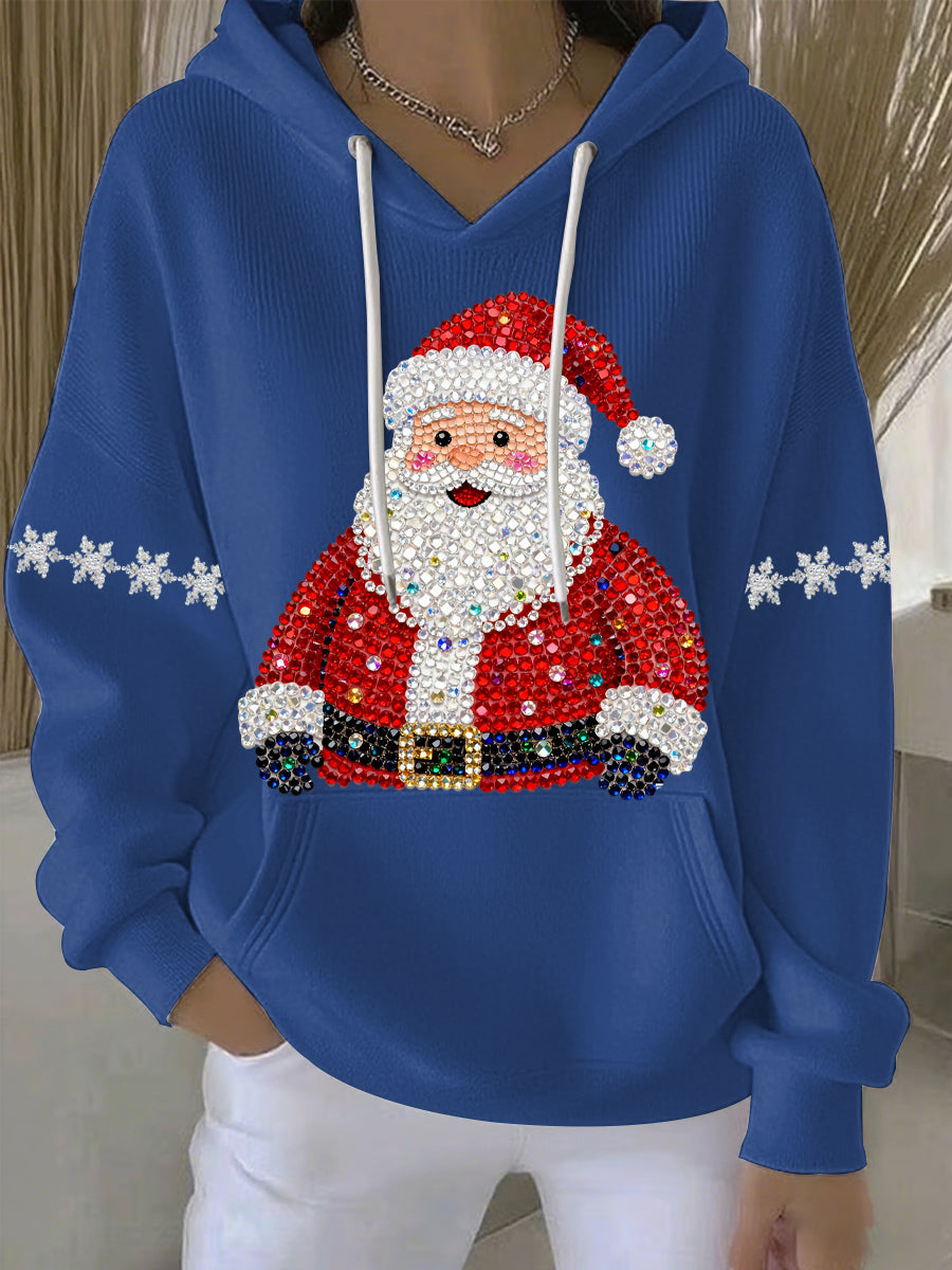 Women's Relaxed Christmas Print Casual Hoodie