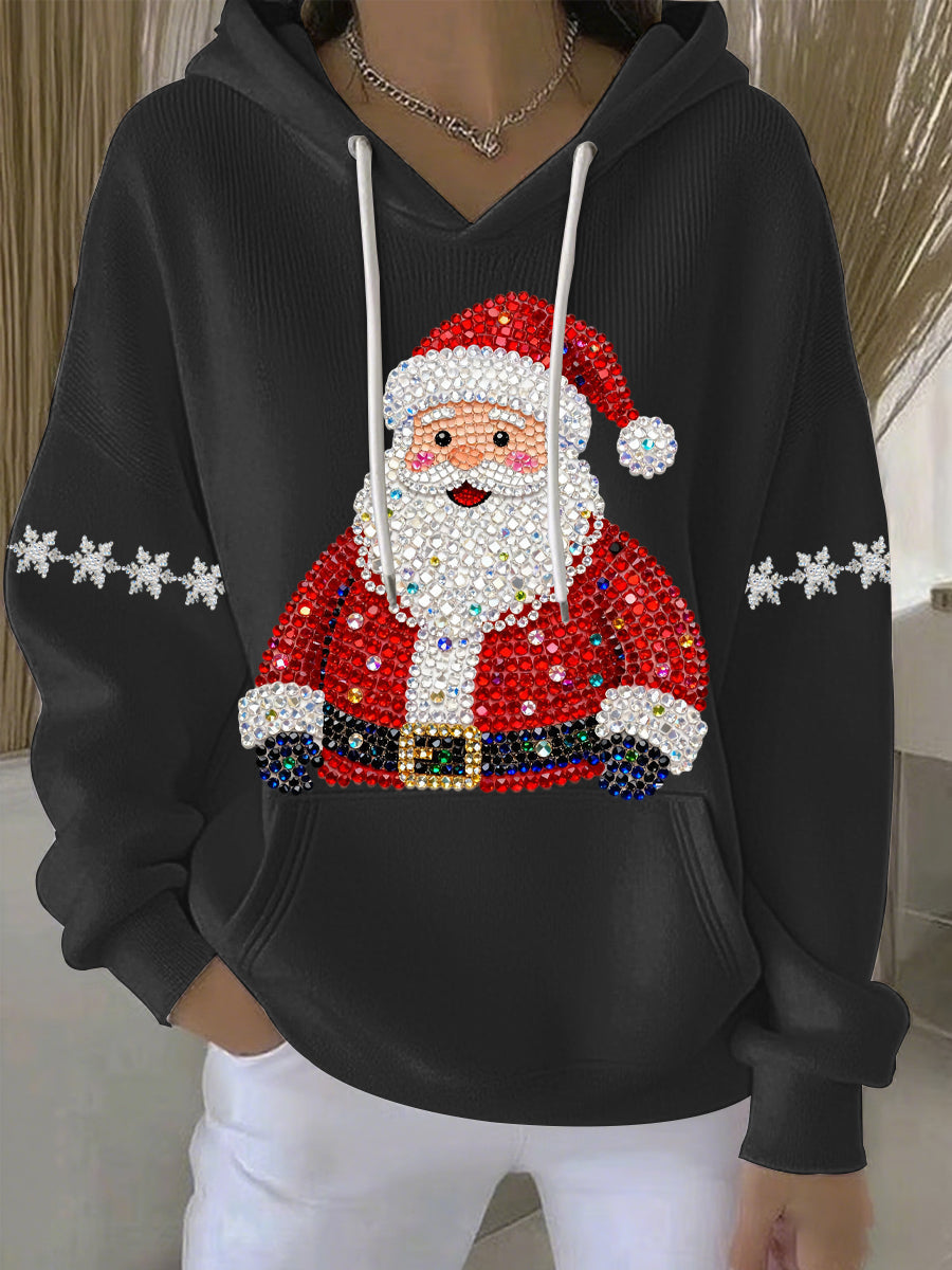 Women's Relaxed Christmas Print Casual Hoodie