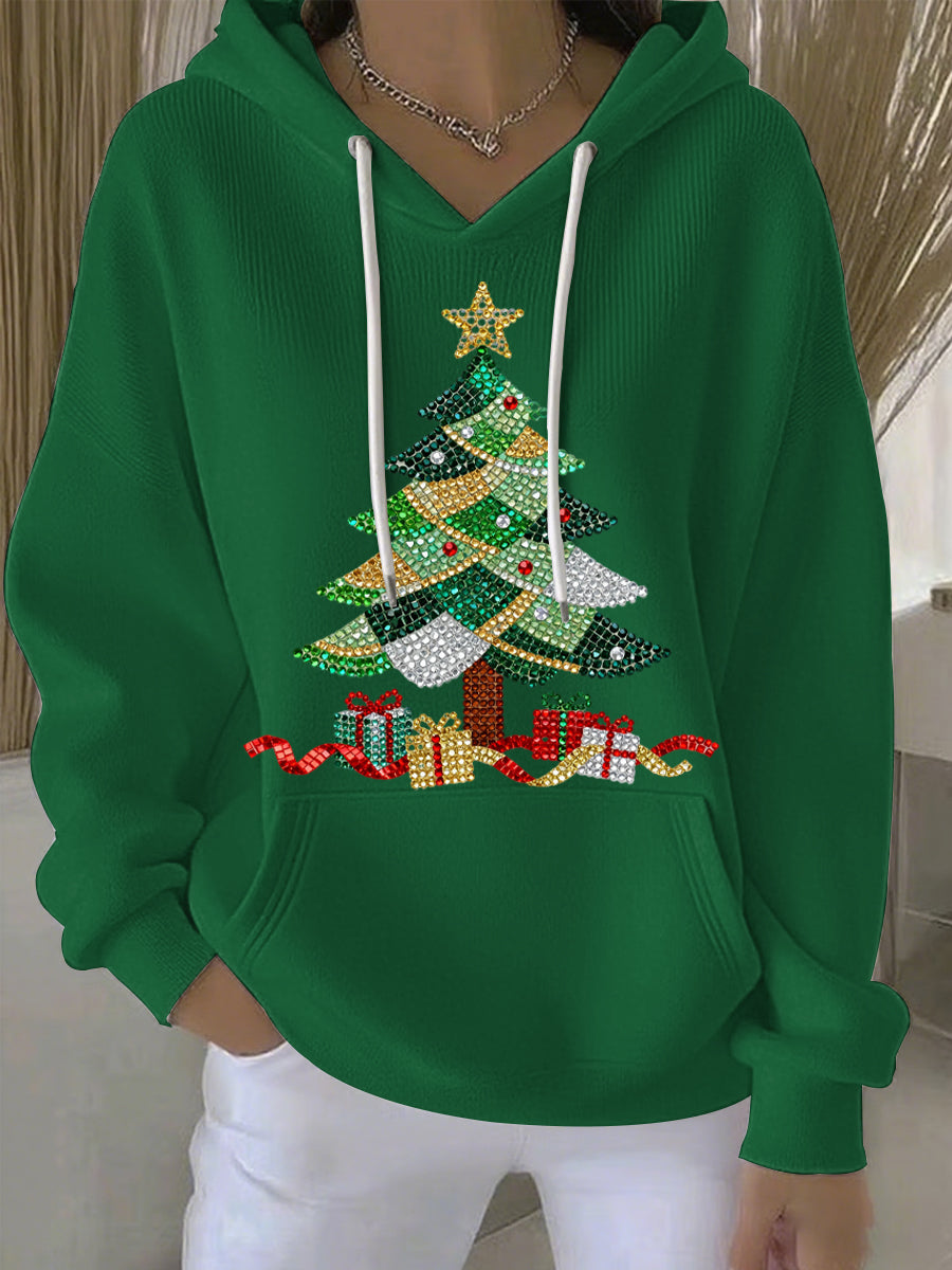 Women's Relaxed Christmas Print Casual Hoodie