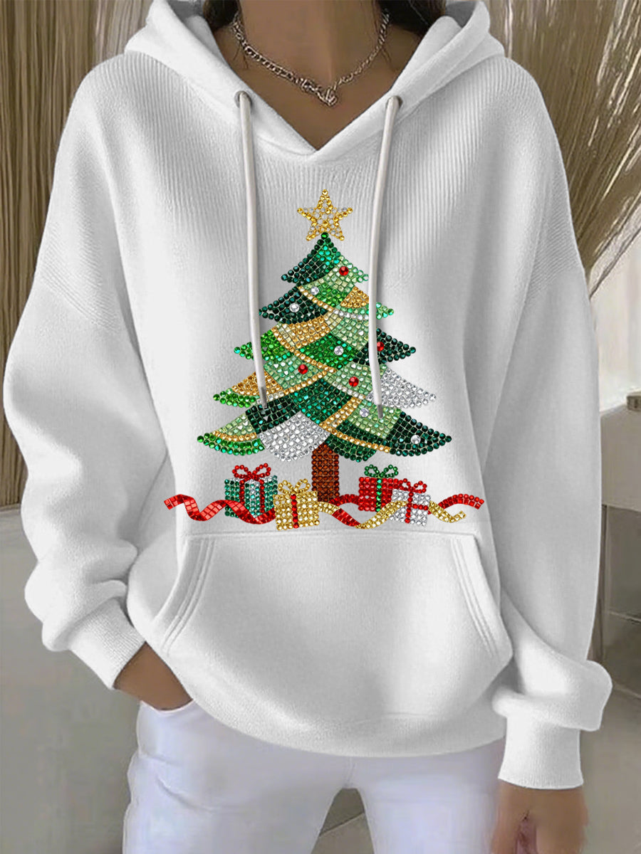 Women's Relaxed Christmas Print Casual Hoodie