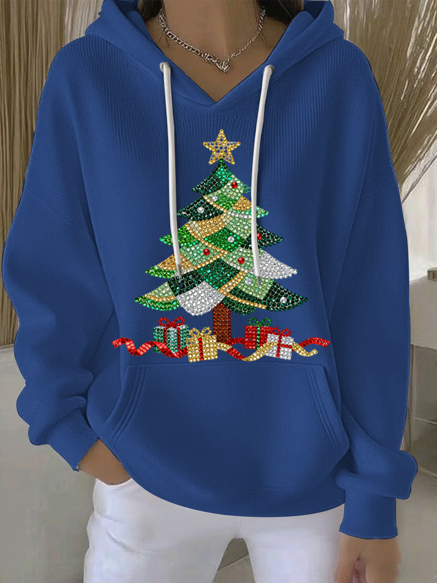 Women's Relaxed Christmas Print Casual Hoodie