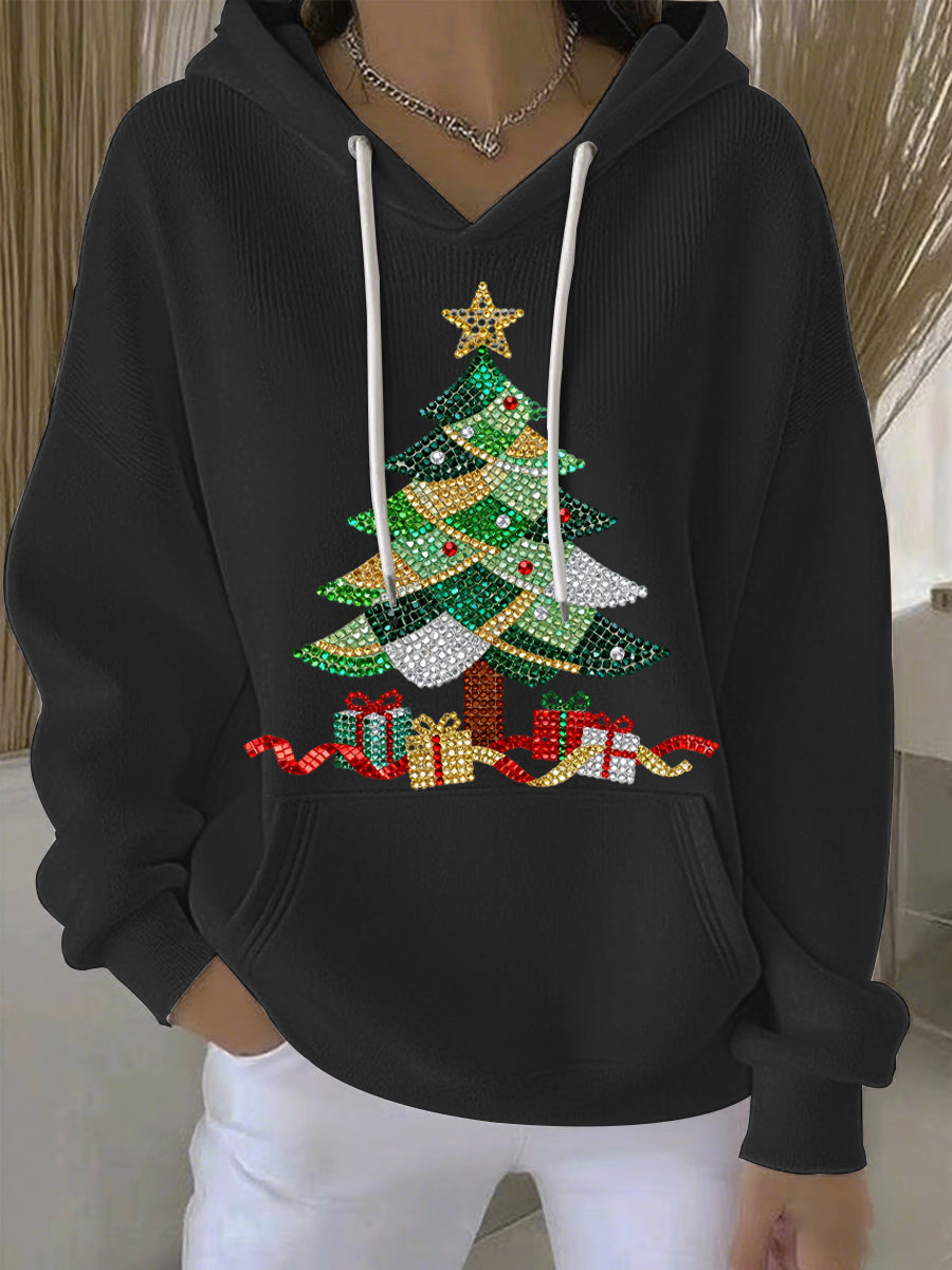 Women's Relaxed Christmas Print Casual Hoodie