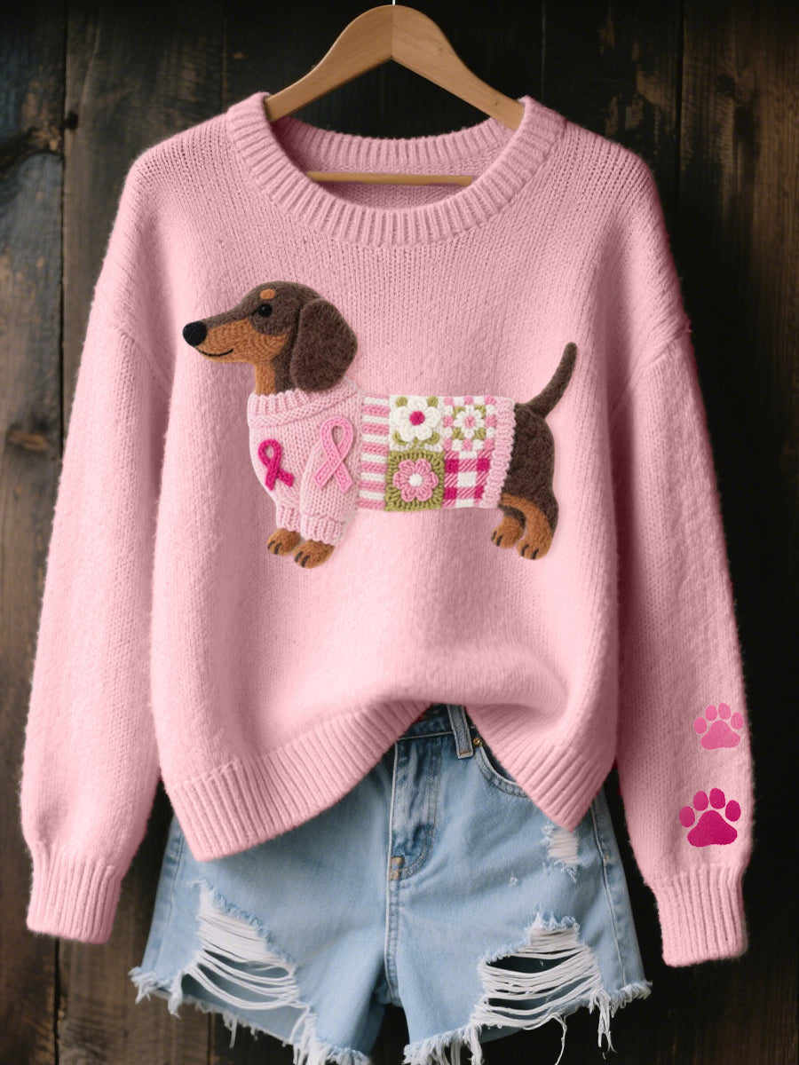 Women's Dachshund Love, Snug Patchwork Jumper