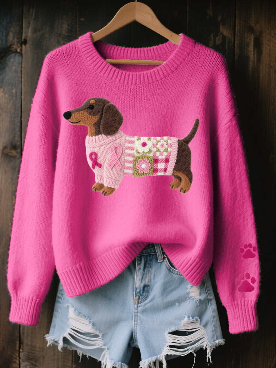 Women's Dachshund Love, Snug Patchwork Jumper