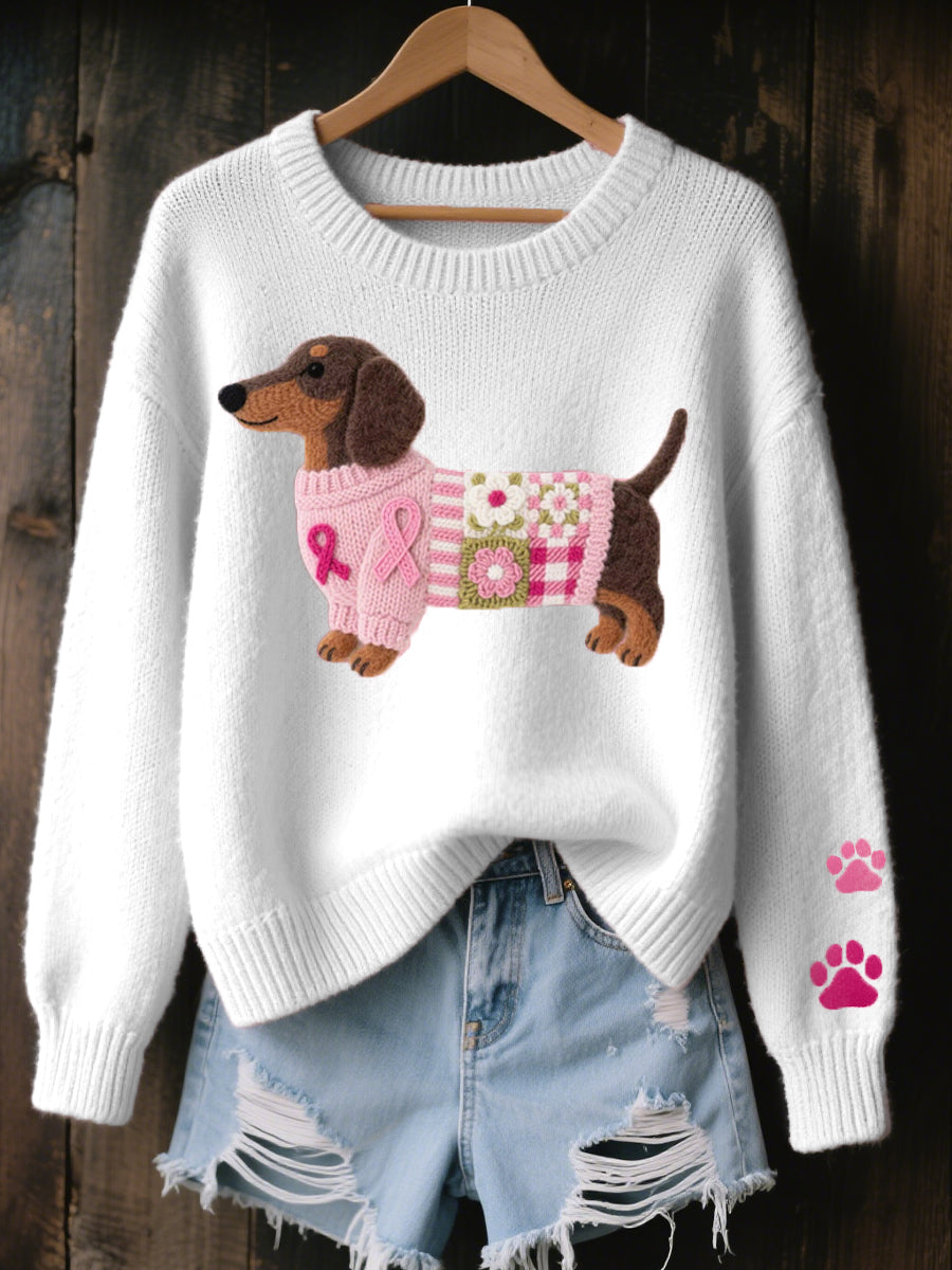 Women's Dachshund Love, Snug Patchwork Jumper