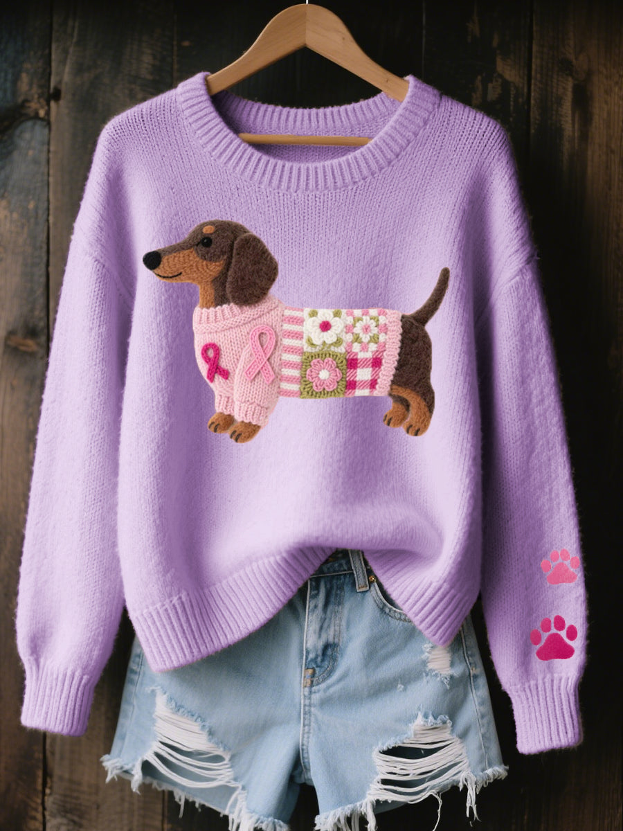 Women's Dachshund Love, Snug Patchwork Jumper