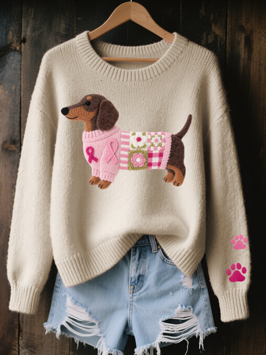 Women's Dachshund Love, Snug Patchwork Jumper