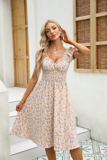 Mia | Women's Floral Print Dress with V-Neck