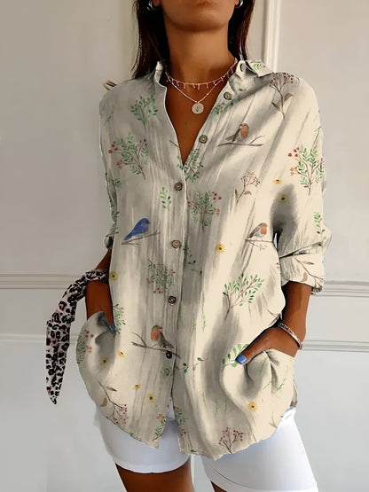 Avril | Women's Longline Chic Blouse with Whimsical Prints