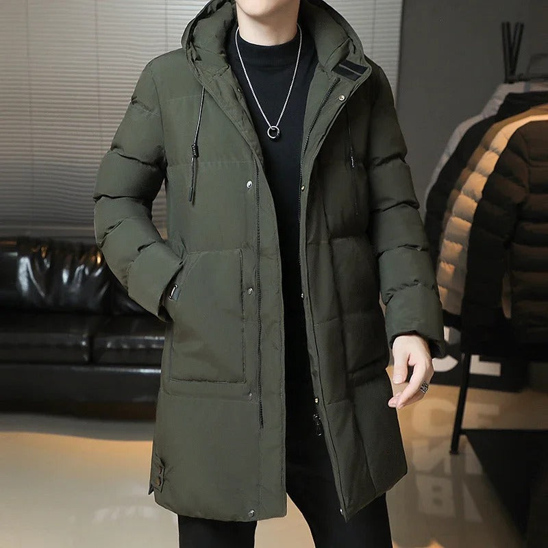 Men's Elegant Long Winter Jacket with Long Sleeve