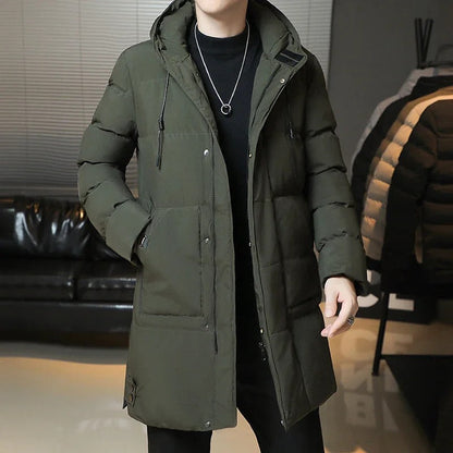 Men's Elegant Long Winter Jacket with Long Sleeve