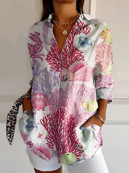 Avril | Women's Longline Chic Blouse with Whimsical Prints
