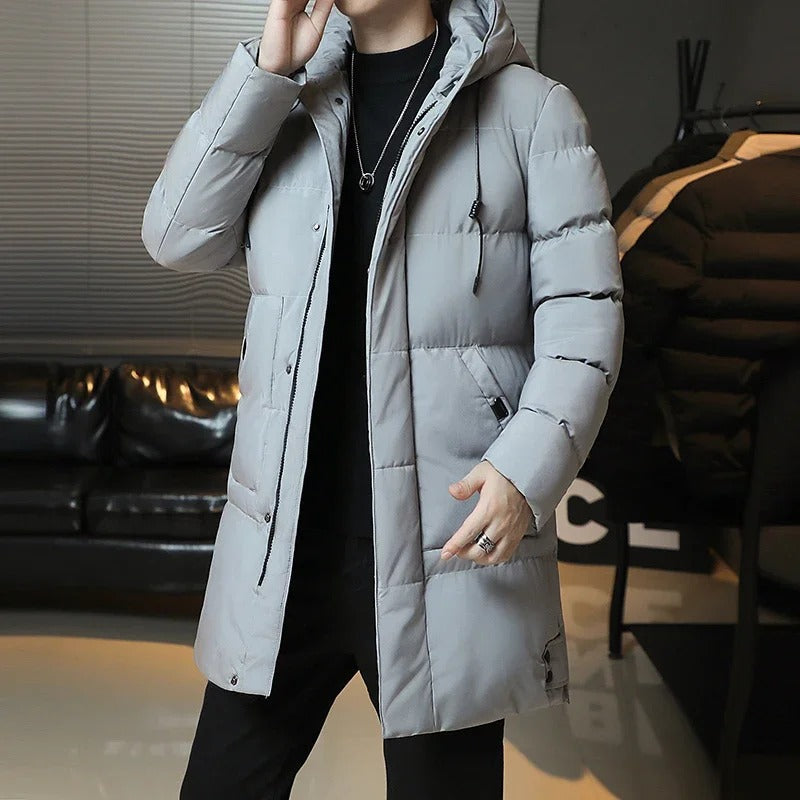 Men's Elegant Long Winter Jacket with Long Sleeve