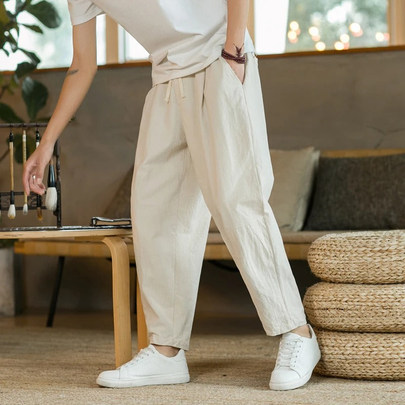 Filippo | Men's Summer Trousers with Pockets and Drawstring