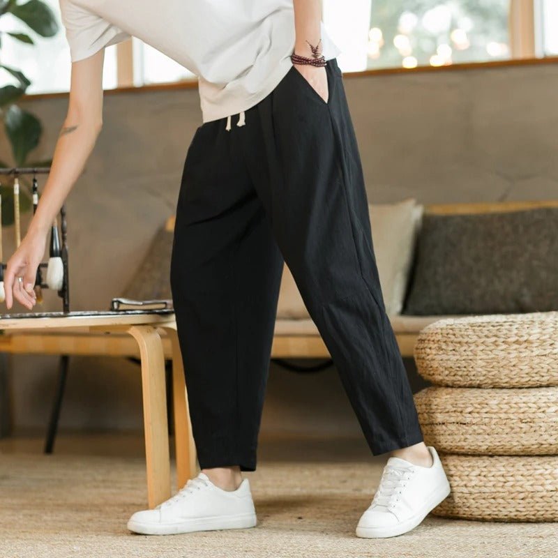Filippo | Men's Summer Trousers with Pockets and Drawstring