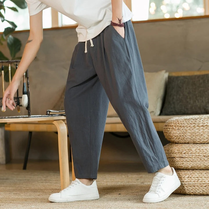 Filippo | Men's Summer Trousers with Pockets and Drawstring
