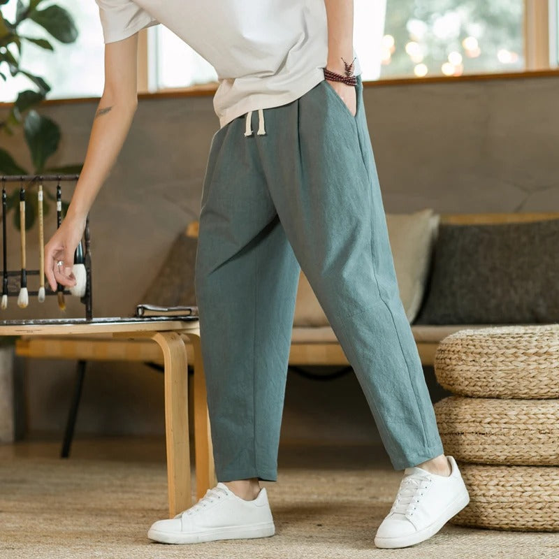 Filippo | Men's Summer Trousers with Pockets and Drawstring