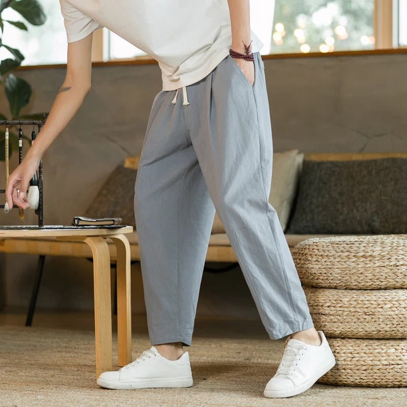 Filippo | Men's Summer Trousers with Pockets and Drawstring