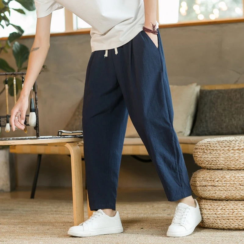 Filippo | Men's Summer Trousers with Pockets and Drawstring