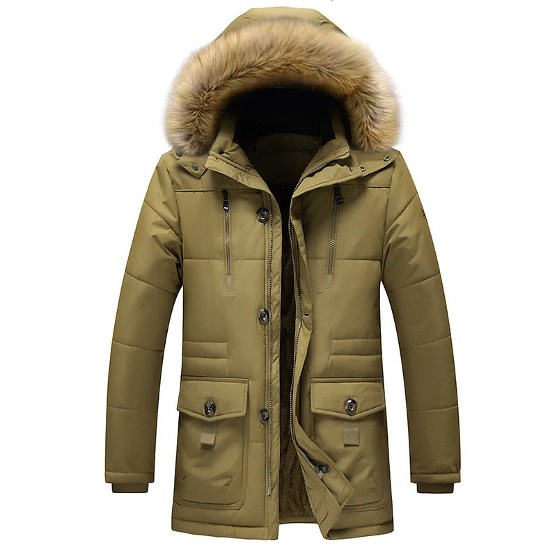 Men's Elegant Parkas Jacket with Long Sleeve