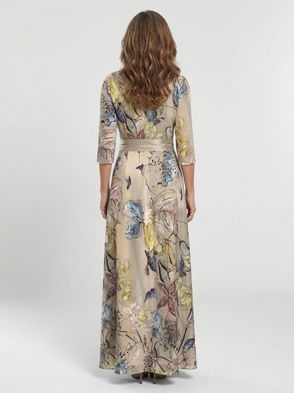 Margaret | Women's Three Quarter Sleeve Floral Maxi Wrap Dress
