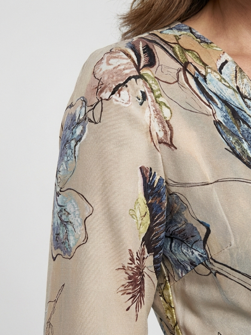 Margaret | Women's Three Quarter Sleeve Floral Maxi Wrap Dress