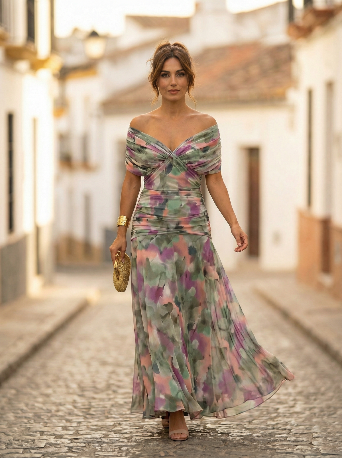 Leo | Women's Off-Shoulder Maxi Dress with V-Neck