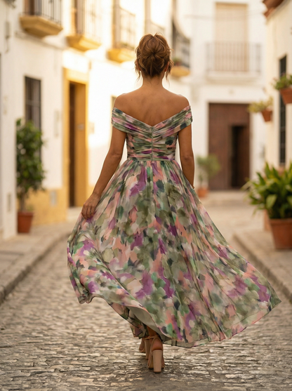 Leo | Women's Off-Shoulder Maxi Dress with V-Neck