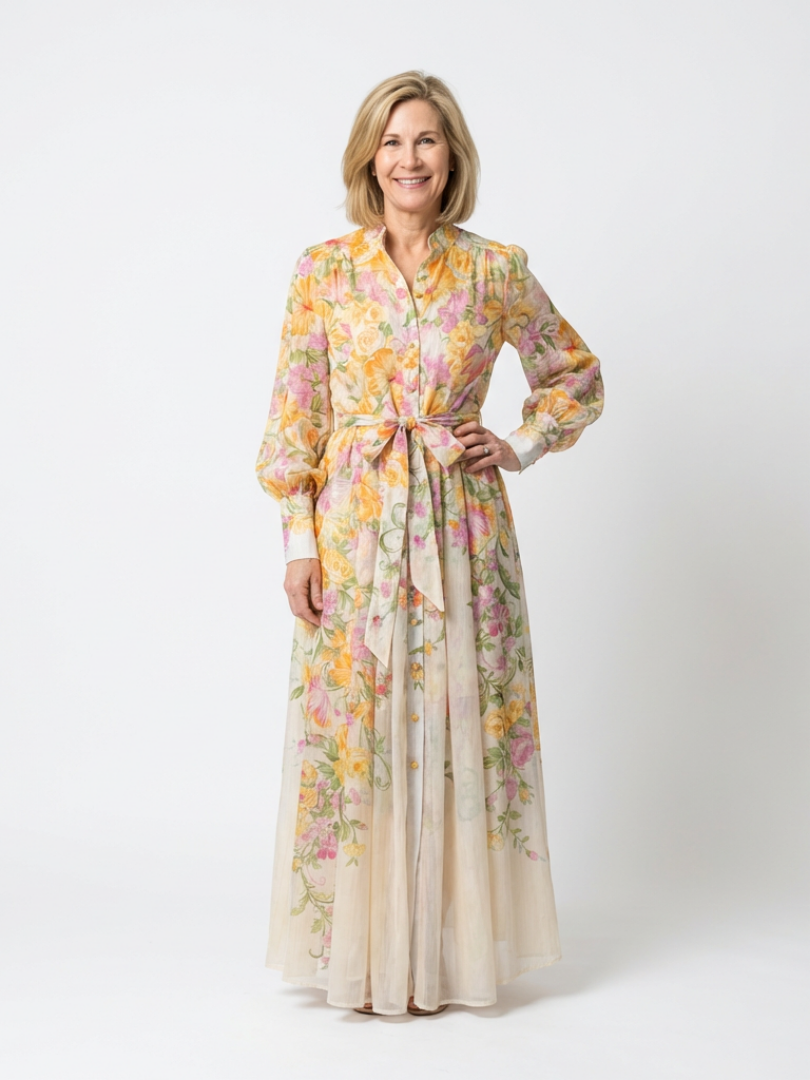 Cressida | Women's Floral Sheer Long Sleeve Maxi Dress