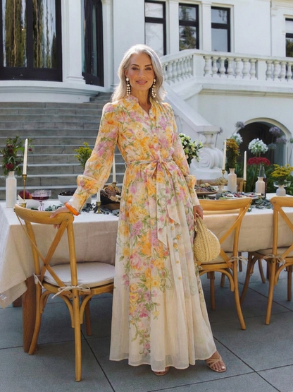 Cressida | Women's Floral Sheer Long Sleeve Maxi Dress