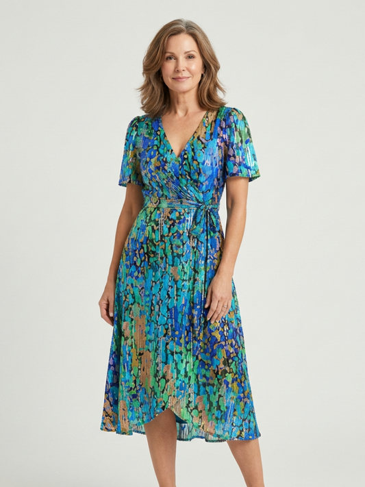 Zafrina | Women's Abstract Pattern Midi Dress