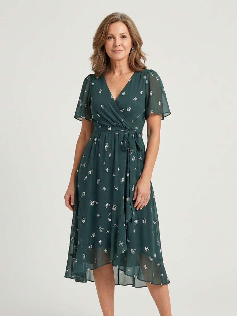 Zafrina | Women's Abstract Pattern Midi Dress