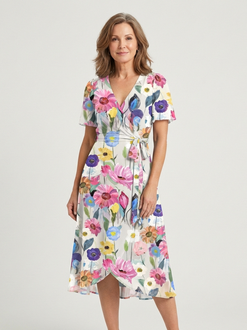 Zafrina | Women's Abstract Pattern Midi Dress
