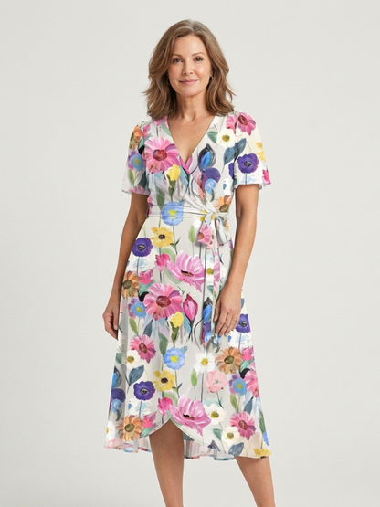 Zafrina | Women's Abstract Pattern Midi Dress