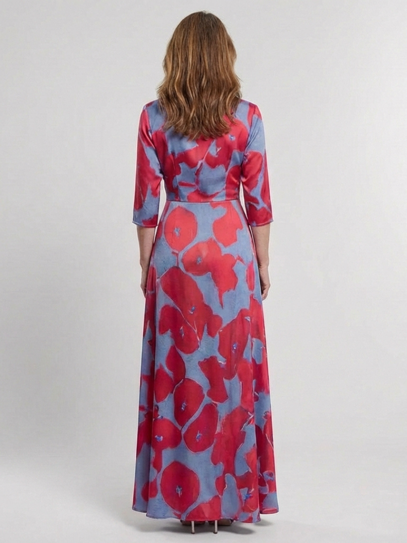 Danielle | Women's Three Quarter Sleeve V Neck Floral Maxi Dress