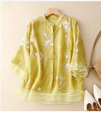 Kourtney | Women's Relaxed Chic Blouse with Embroidered Accents
