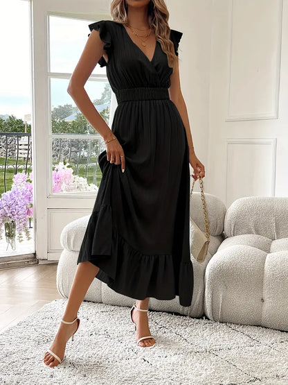 Felicia | Women's Ruffle Dress with V-Neck